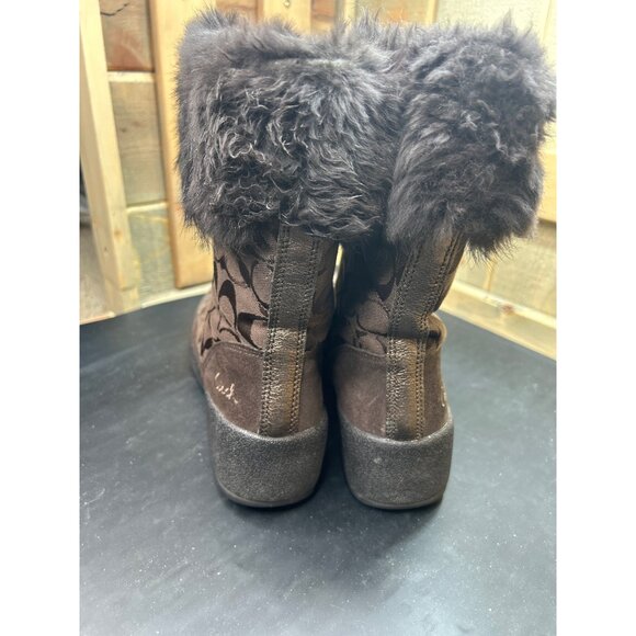Coach Faith Brown Signature Fur-Lined Winter Boots Womens Size 8.5 - Picture 7 of 10